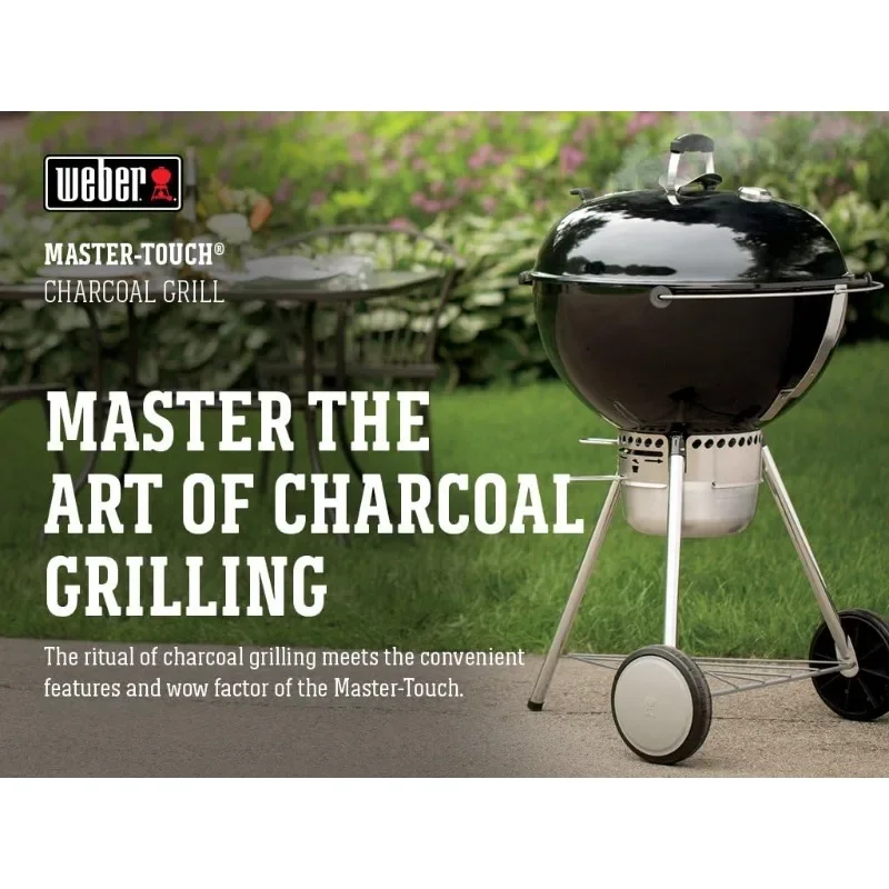 Weber Master-Touch Charcoal Grill Slide the cover into  hooks on the side of  grill for hanging grilling tools