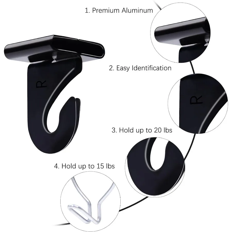 40 خطافًا سقفًا للفصول الدراسية والمكاتب خطافات سقف سوداء شديدة التحمل لتعليق النباتات واللنج خطافات معدنية TBar f #4