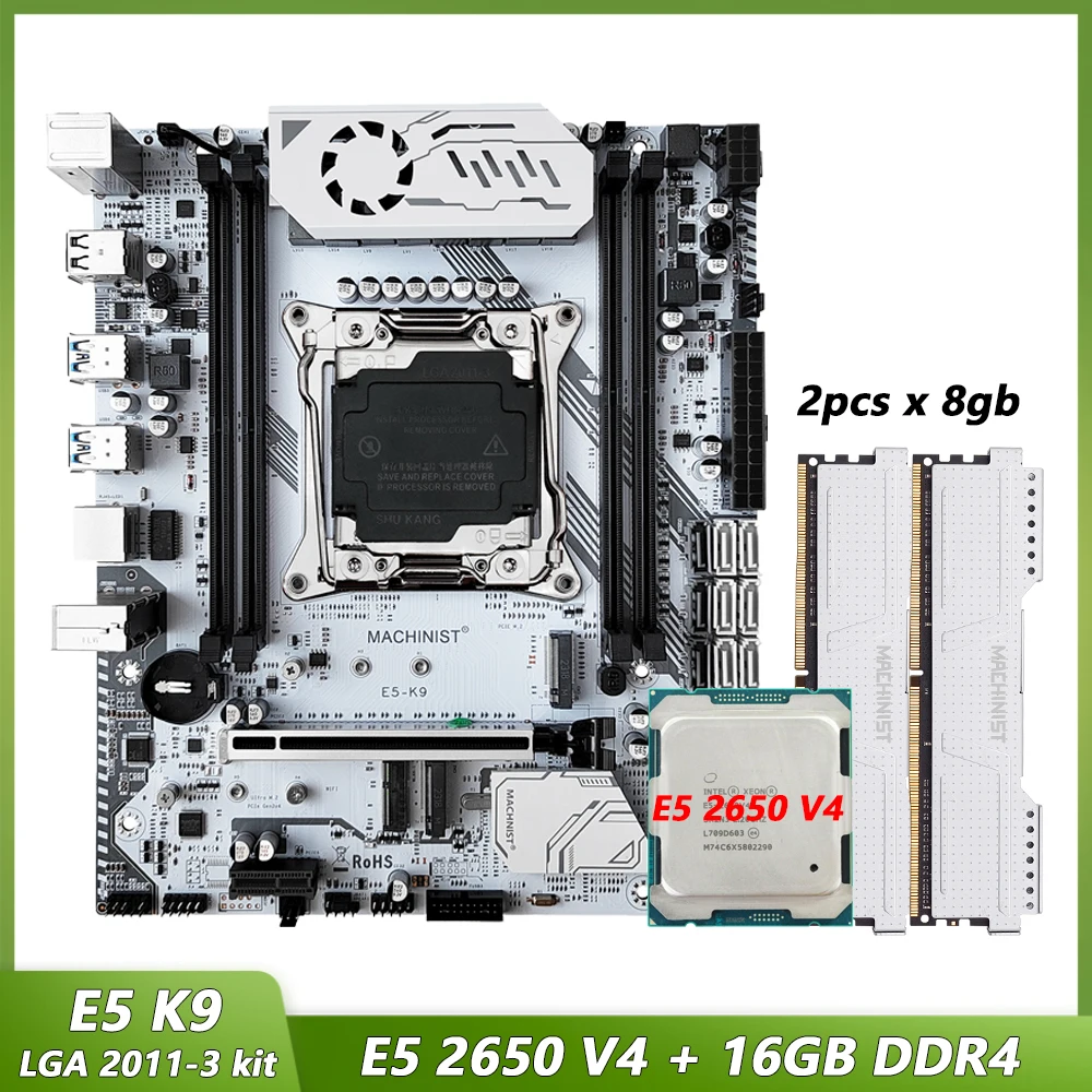 Masinis X99 Kit Motherboard dengan Xeon E5 2640 V3 CPU 16GB(2*8G) DDR4 RAM Memori Desktop 2666Mhz LGA 2011-3 Set Sata M.2 K9