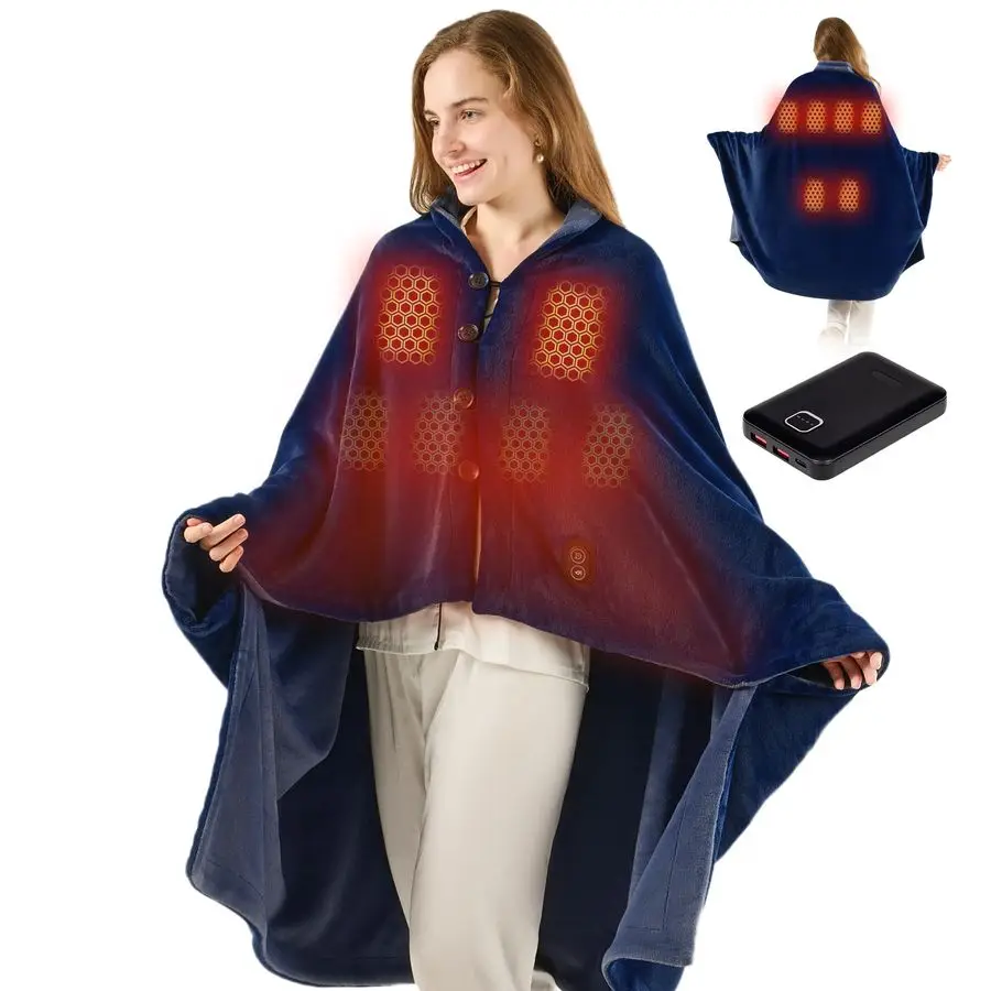 

Battery Heated Blanket, Wireless USB Heated Wearable Blanket, Battery Powered Heated Blanket 45x60, Rechargeable Electric Shawl
