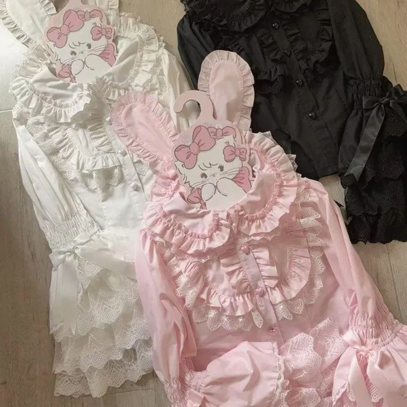 

Bow Rabbit Ear Lace Top Undercover Interior Shirt Doll Sensational Girlfriend 2025 Love Y2K Lolita Sweet Hollow Sleeve Tee jhu8
