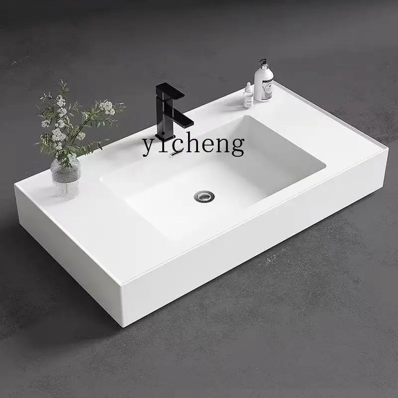 

ZK circular arc skin feeling integrated basin single basin wall-mounted household bathroom washstand washbasin