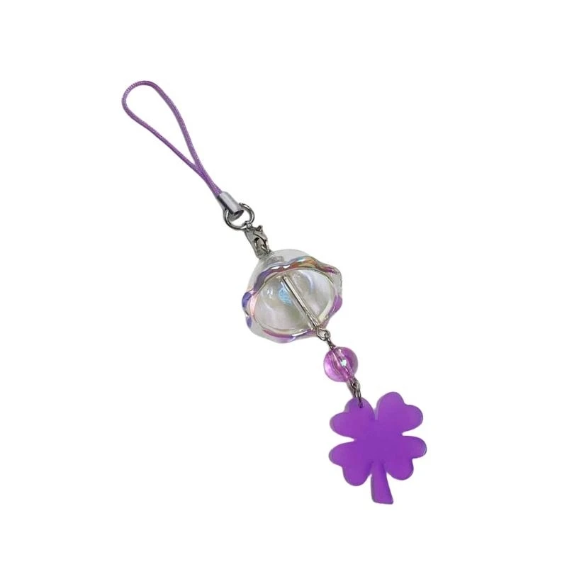 Sturdy Acrylic Clovers Phone Chain with Wind Chimes Sound for Good Luck