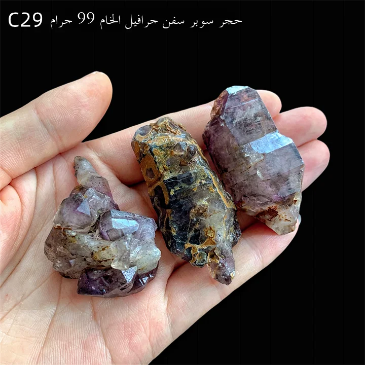 قلادة كريستال كوارتز طبيعي أرجواني، حجر خام، كريستال سوبر سفن، كريستال هيكل عظمي، كريستال فراولة، زينة وإكسسوار مجوهرات