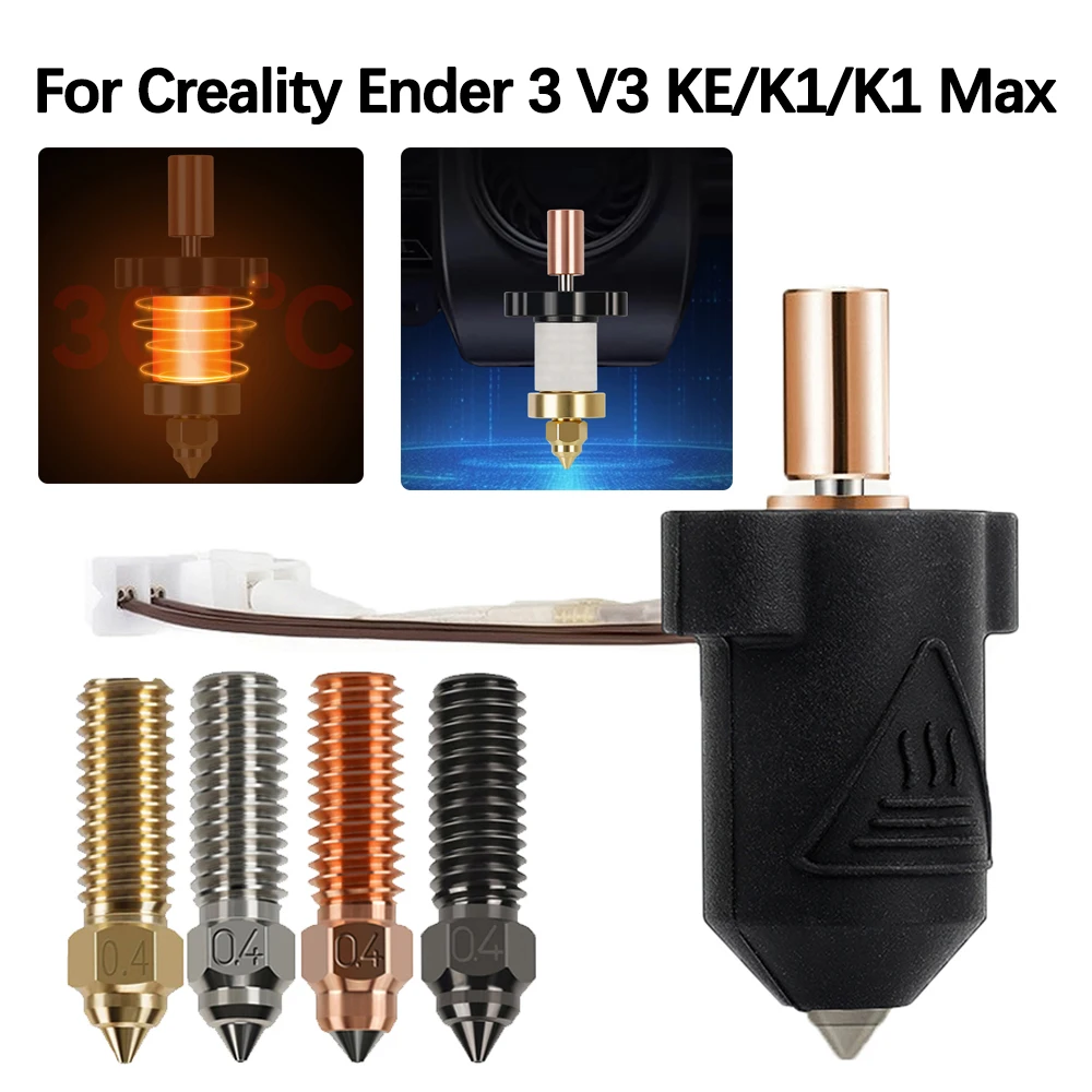 

300 ° C Обновленная горячая головка для Creality Ender 3 V3 KE Комплект керамической нагревательной головки Bi Metal Throat K1 Печатающая головка для Creality K1/K1 MAX