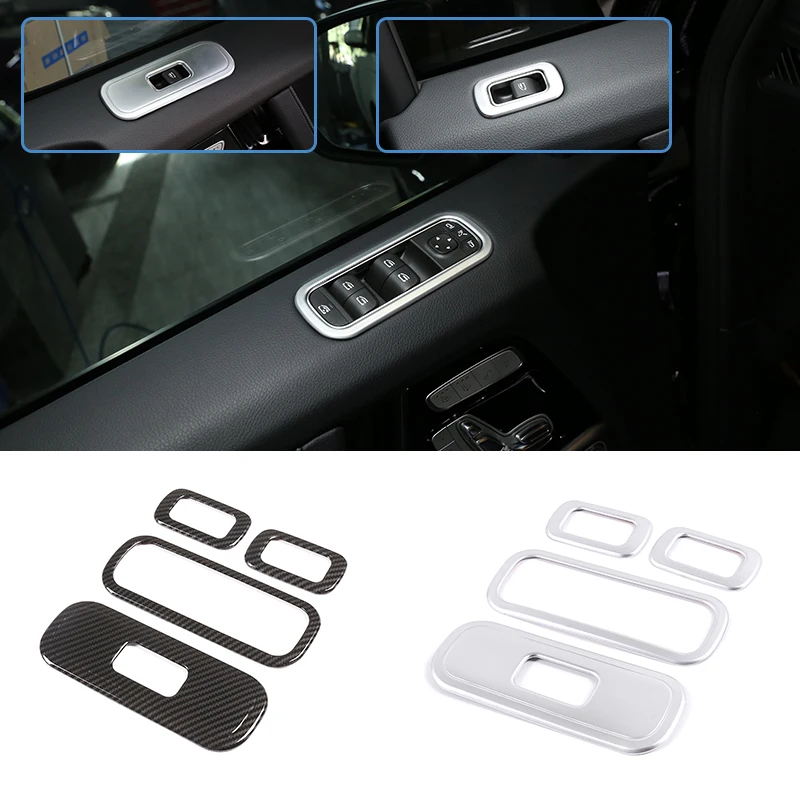 4pcs Carbon Fiber ABS Chrome For Mercedes Benz G Class W463 2019-2020 Car Window Button Frame Trim Accessories