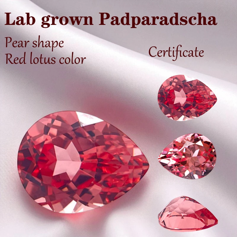 

Выращенные в лаборатории Padparadscha красный лотос цвета груши в форме VVS1 подвески для изготовления ювелирных изделий с сертификатом оптовая продажа блестящего качества