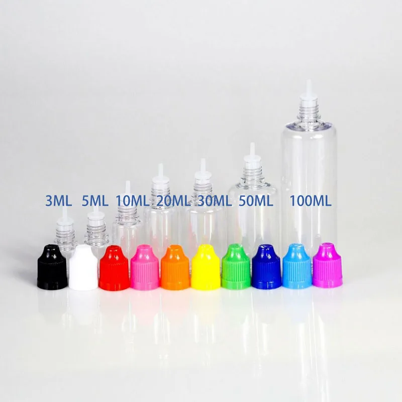 

10Pcs Empty 3ml-120ml Mini PET Plastic Dropper Bottles Liquid Portable Dropper Containers W/ Color CRC Caps with Free Funnels