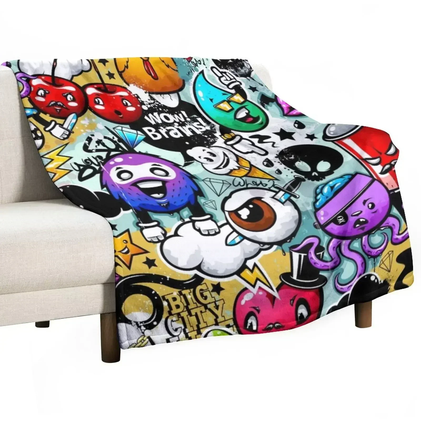 funny streetart graffiti Throw Blanket Flannels Furrys Softest Thermals For Travel Sofa Summer Blankets