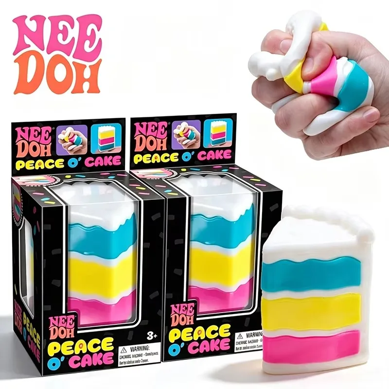 Schylling Needoh Peace O' Cake Fidget Toy Non‑Toxic TPR Squish Stretch Squeeze Toy Stress Anxiety Relief Toy ADHD Desktop Gift
