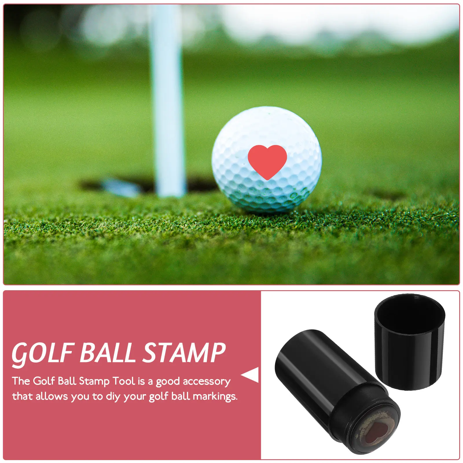 Golf Ball Stamp Tool Multi-Functional Reusable Portable Creative Golf Ball Stamper for Personalized Marking Heart Shape Seal