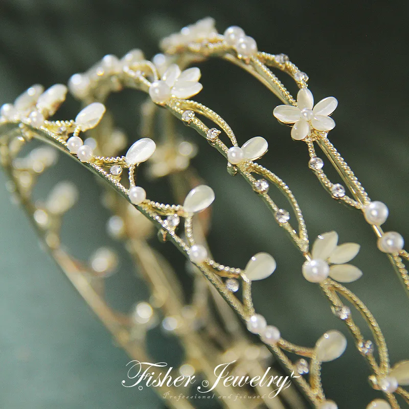 Diadema elegante con diamantes de imitación de ópalo para mujer y niña, diadema con perlas, accesorios para la cabeza, tocado