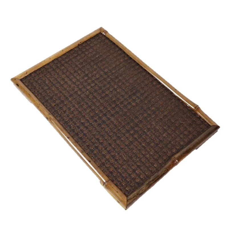 Hand-woven modern bamboo tea trays, compact storage single-layer brackets for living rooms and travel