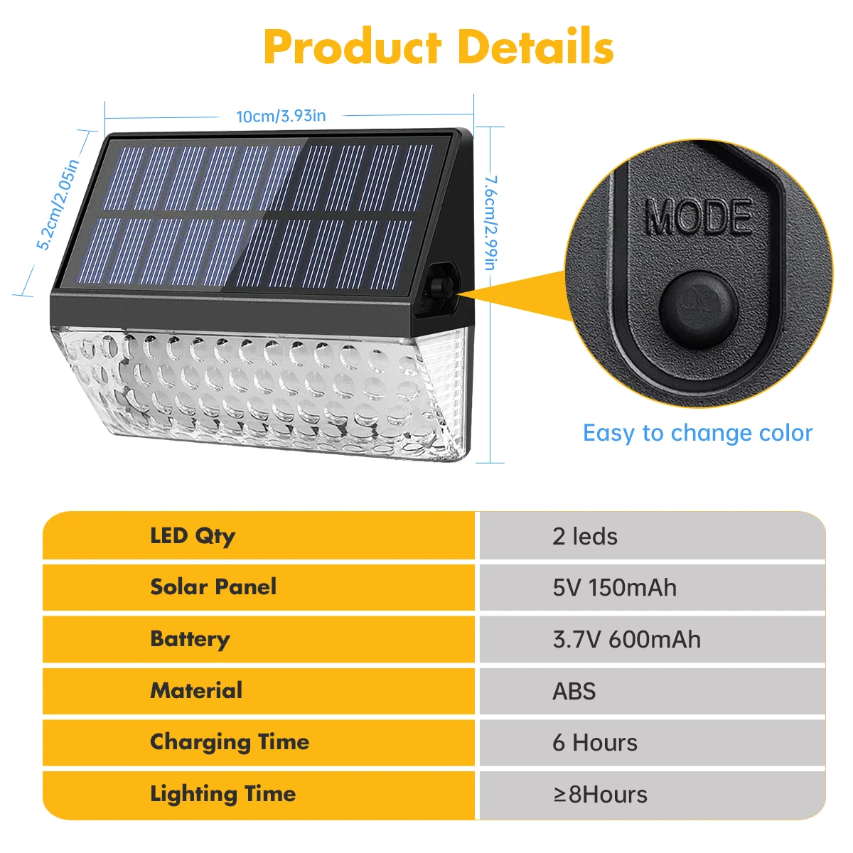 Upgraded Solar Fence Lights Outdoor Solar Deck Light Waterproof Dusk to Dawn Warm White/RGB Solar Powered LED Decor Lights