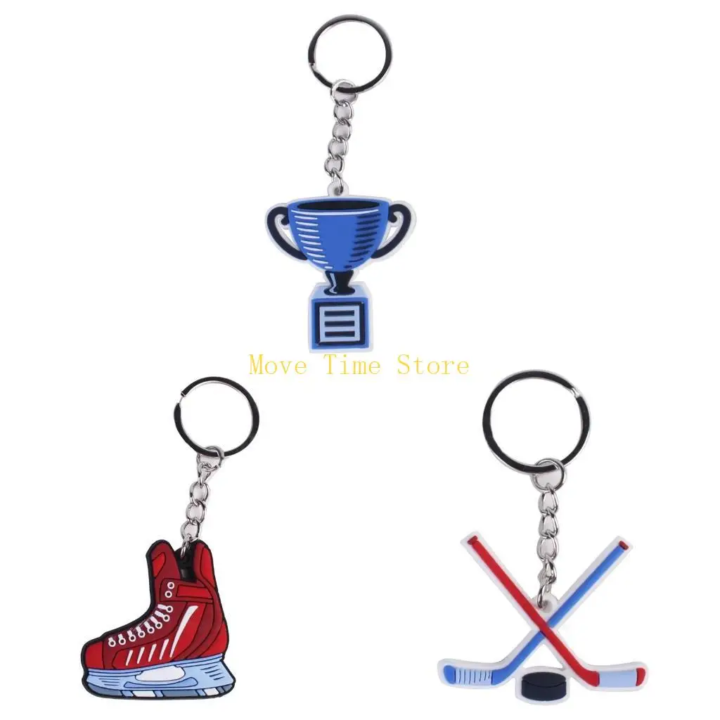 

92ME Fashion Ice Hockey Keyring Bag Charm Cartoon Car Keys Holder Handbag Decorations