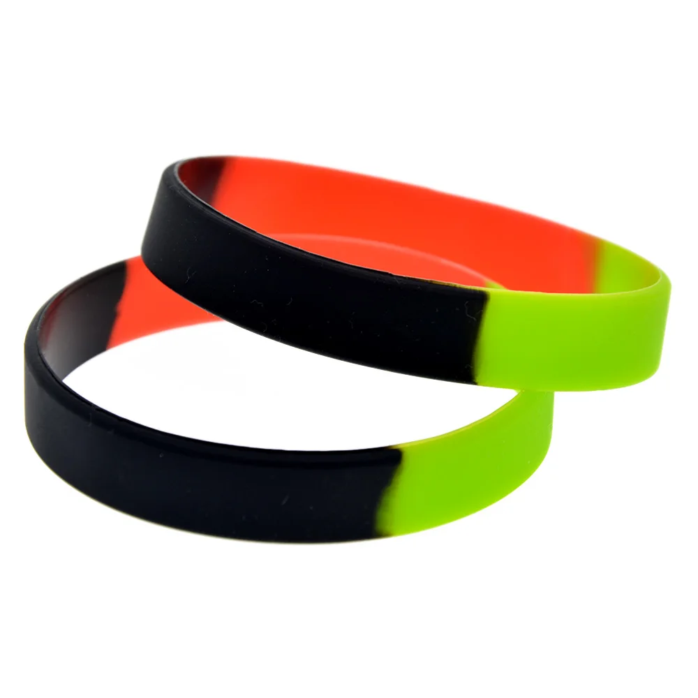 1 PC Segmentiertes Farbiges Silikon-Armband Grün Schwarz Rot Schlichtes Charmantes Gummi-Armband Unisex – Detail 4