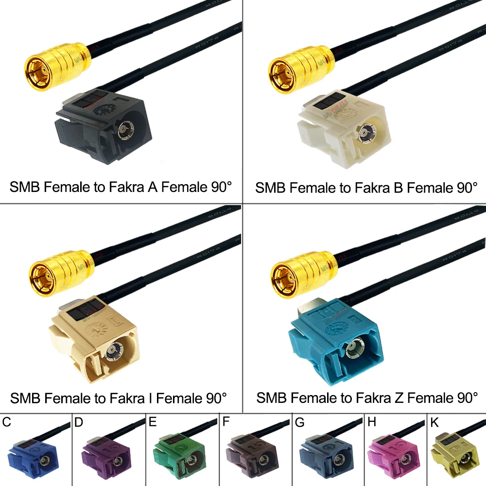 RG-174 SMB أنثى جاك إلى فقرا ABCDEFGHIKZ أنثى الزاوية اليمنى موصل RF كابل محوري هوائي تمديد البلوز 0.1 ~ 10 متر