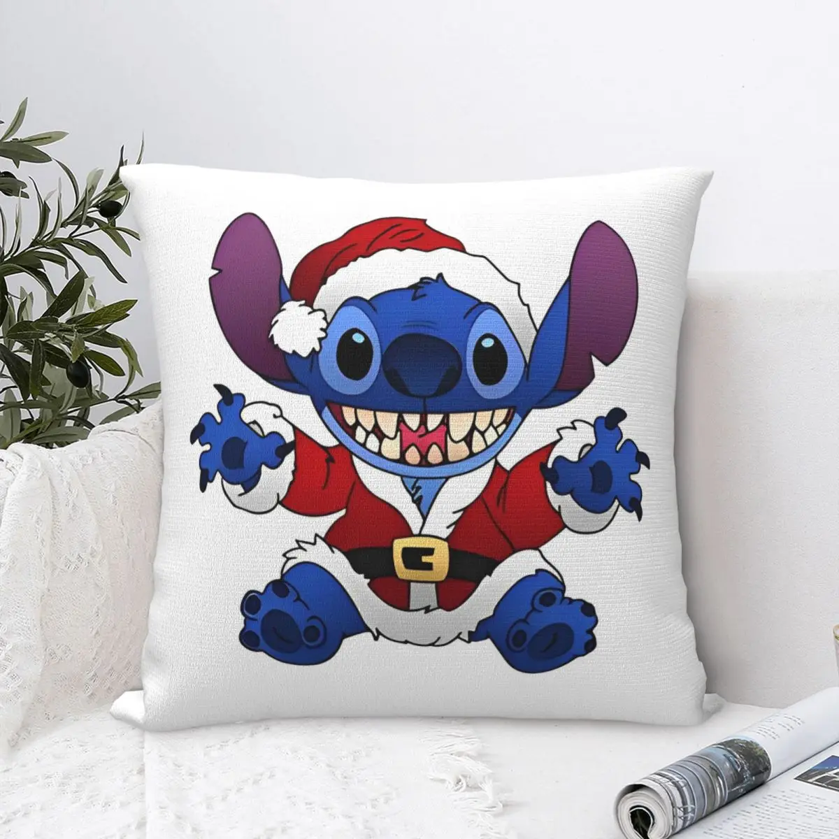 Cute Stitch Square Pillow Covers Living Room Merry Christmas Cushion Cover Funny Decor Throw Pillow Case 40*40