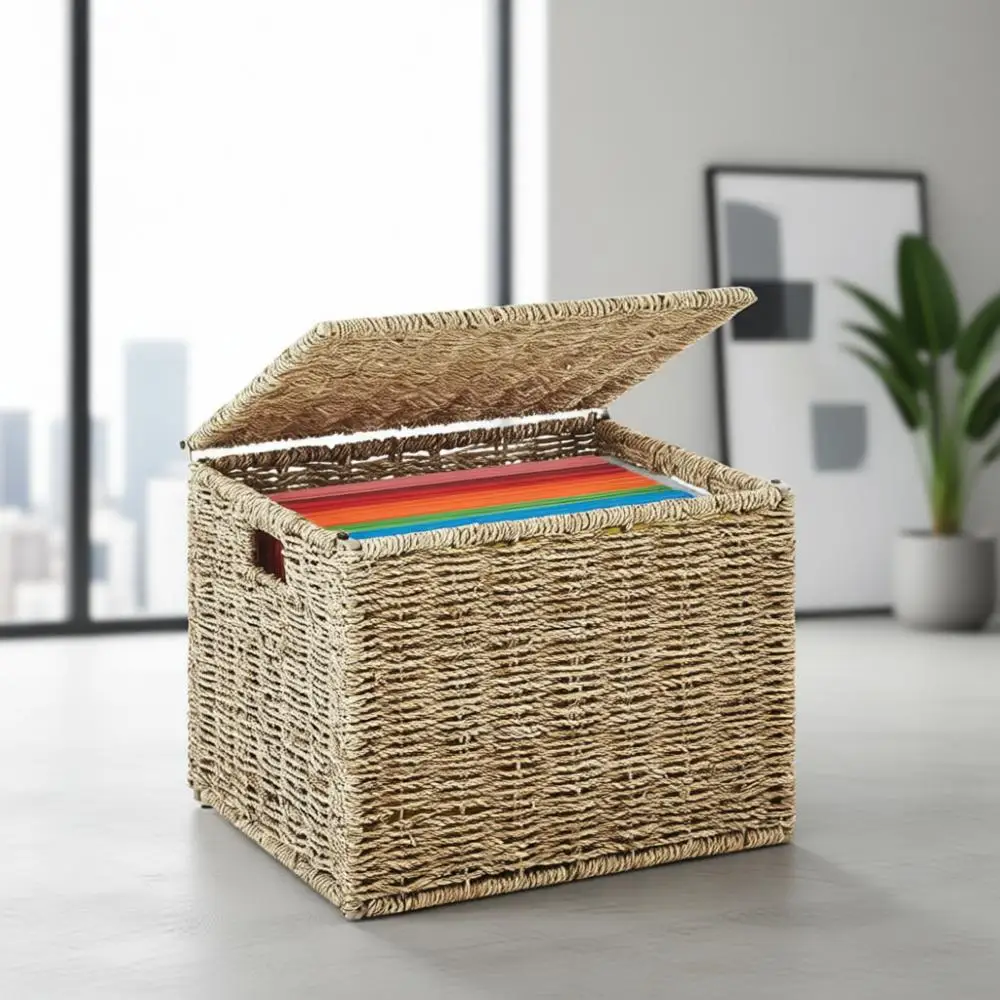 

Декоративные корзины из натуральной морской травы и складные коробки для хранения формата Letter с крышками для дома и офиса