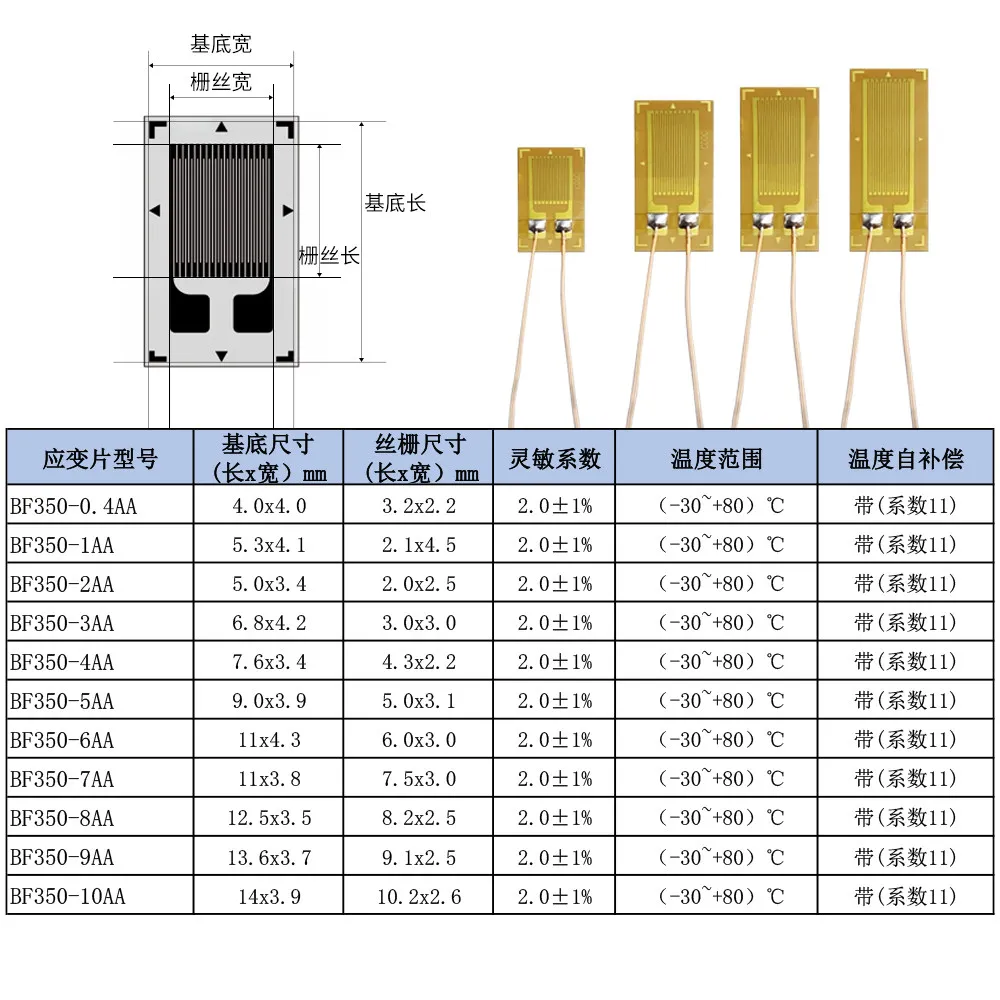 High-precision Resistance Strain Gauge BF350-3AA 1/2/4/5/6/7/8/9/10AA Concrete Strain Gauge
