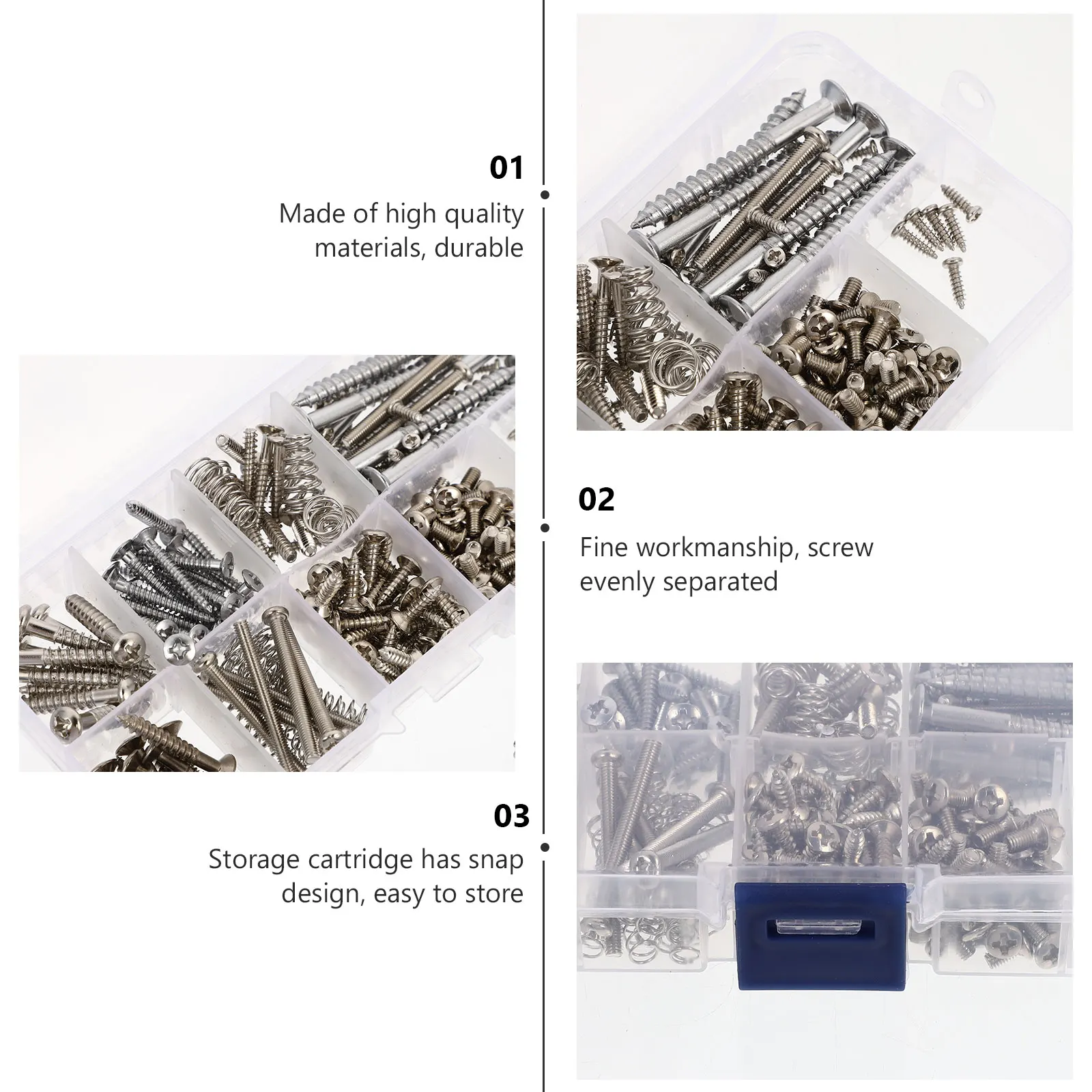 

240 Pcs Guitar Bass Accessories Stainless Steel Screws for Repair Installation Parts Hardware Electric Instruments