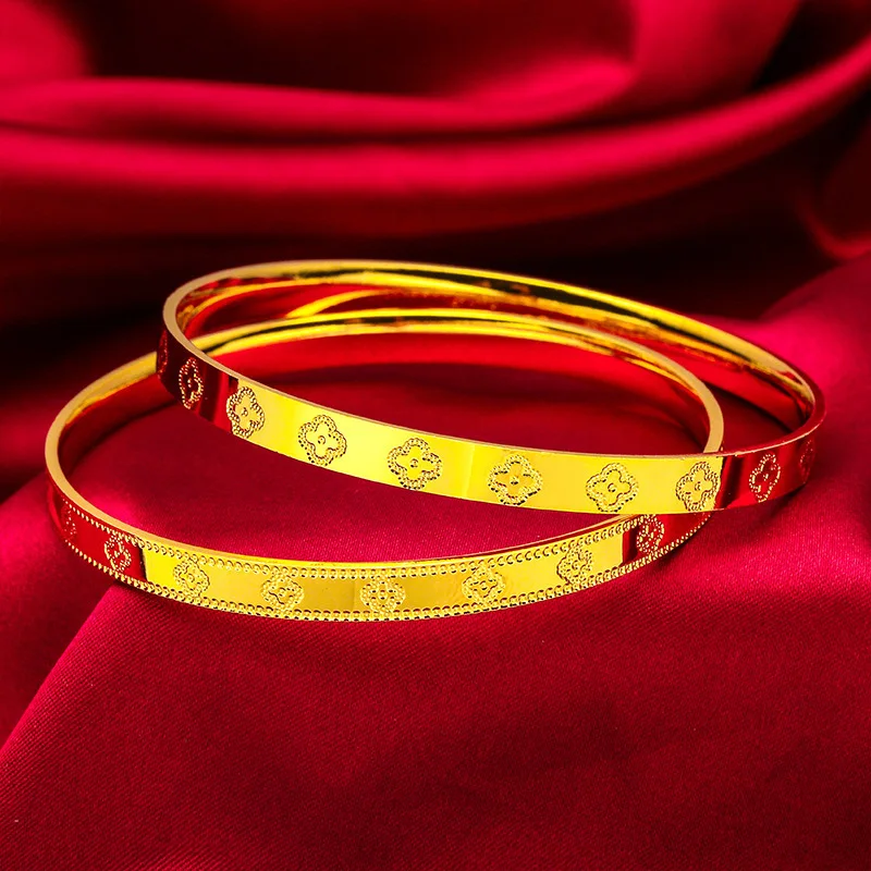 24K Gold Closed Bangle | AU999 Pure Gold, smooth round surface, timeless simplicity, exuding elegant charm for daily wear