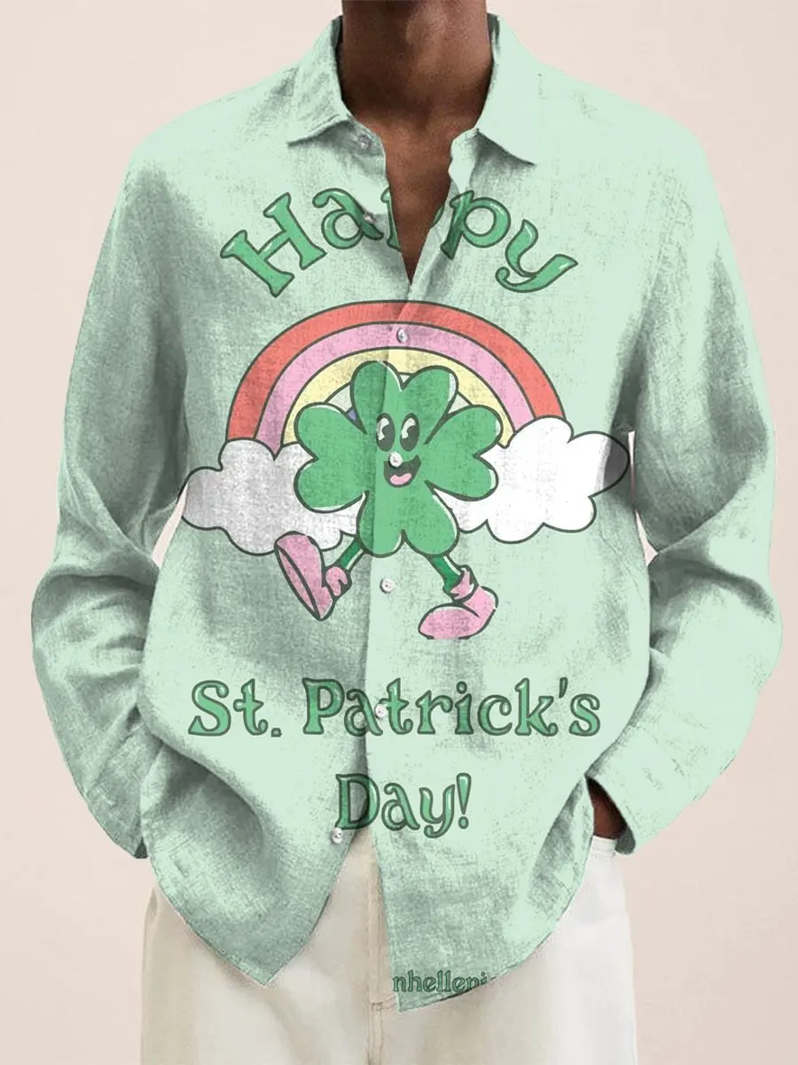 

Модная новая мужская льняная рубашка с 3D-принтом и пуговицами с длинными рукавами, удобная уличная рубашка больших размеров