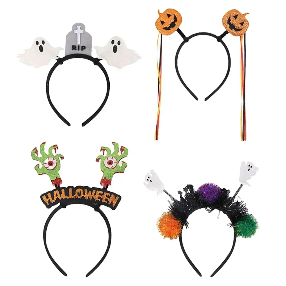 

Набор повязок на голову на Хэллоуин для украшения вечеринки, 4 предмета, с эластичной посадкой и праздничным дизайном, подходит для детей и взрослых