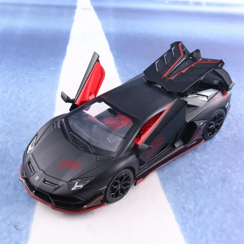 1:24 Lamborghini Aventador SVJ 63 Alloy Racing Car Diecasts Metal Toy Car Model Collection Sound And Light Childrens Gifts A441