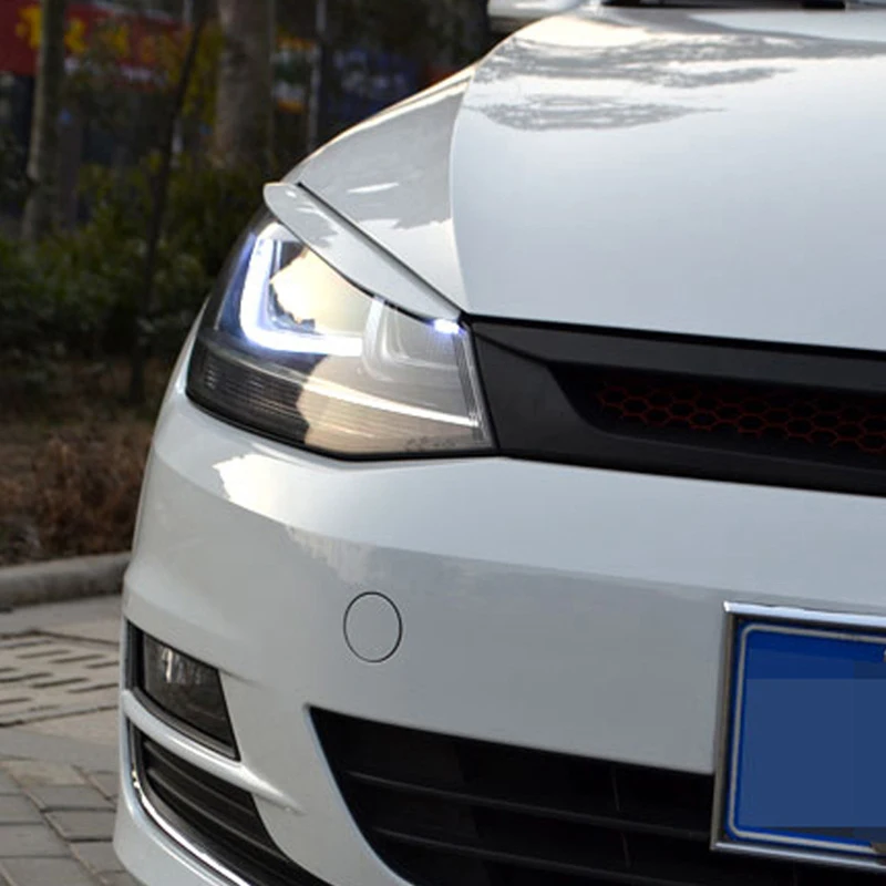 Car Headlight Trim Lamp Eyebrow Head Light Eyelid Cover Trim Eyebrows Stickers For Volkswagen VW Golf 7 MK7 GTI Carbon Fiber ABS