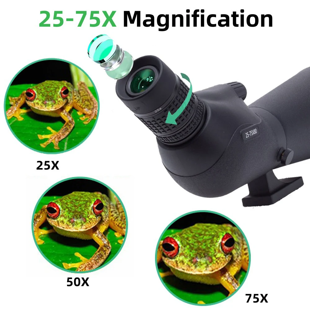 25-75x80 Telescope Spotting Scope Powerful Long Range With Phone Adapter Tripod FMC BAK4 Waterproof for Bird Watching Hunting