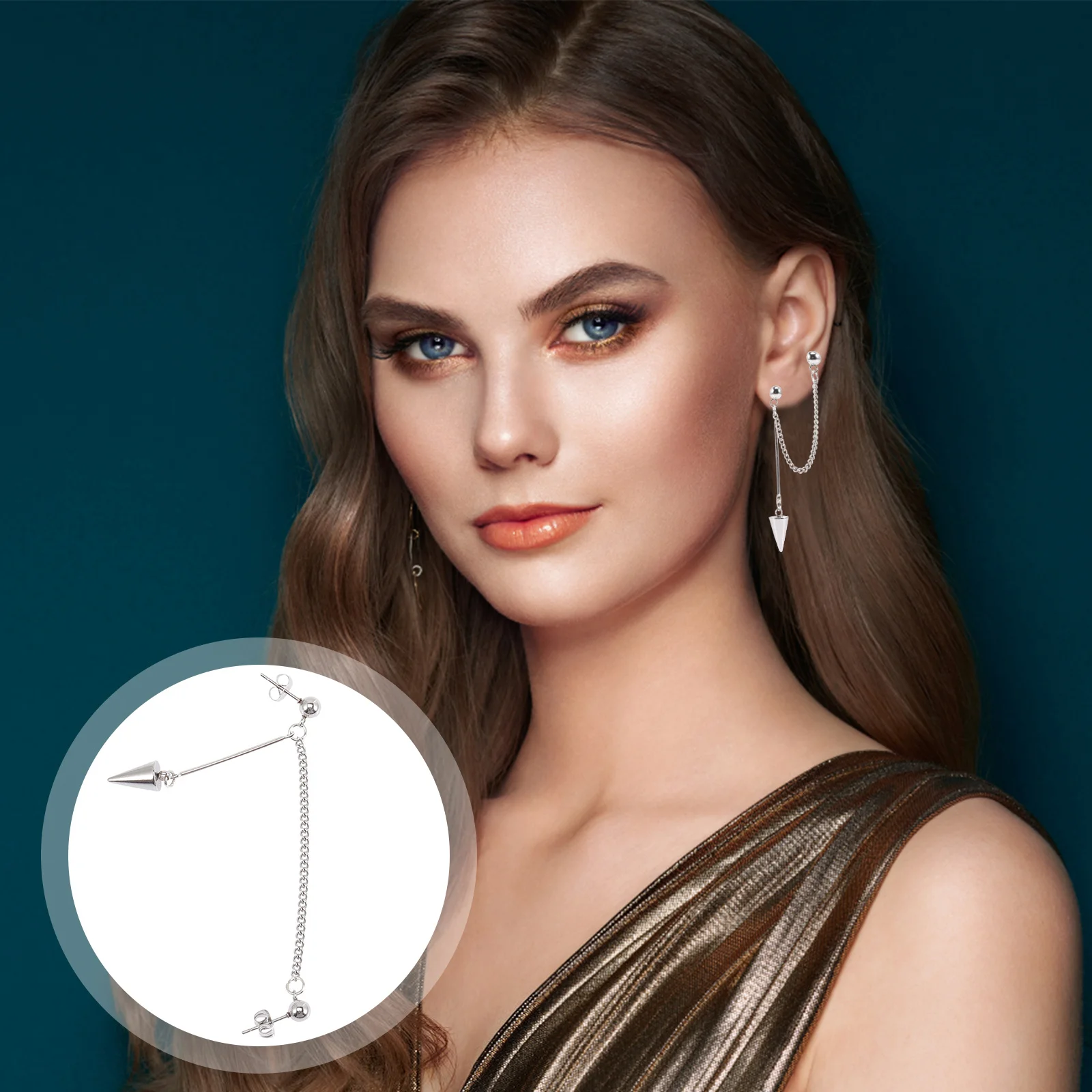 

1pcs Dangling Earrings Minimalist Tassel Chain Double Piercing Jewelry For Women Punk Style Lightweight Earrings For Party