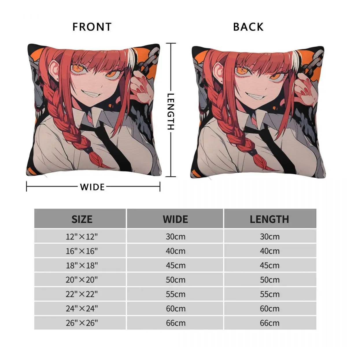 Makima Chainsaw Man Square Pillowcase Pillow Cover Polyester Cushion Decor Comfort Throw Pillow for Home Living Room