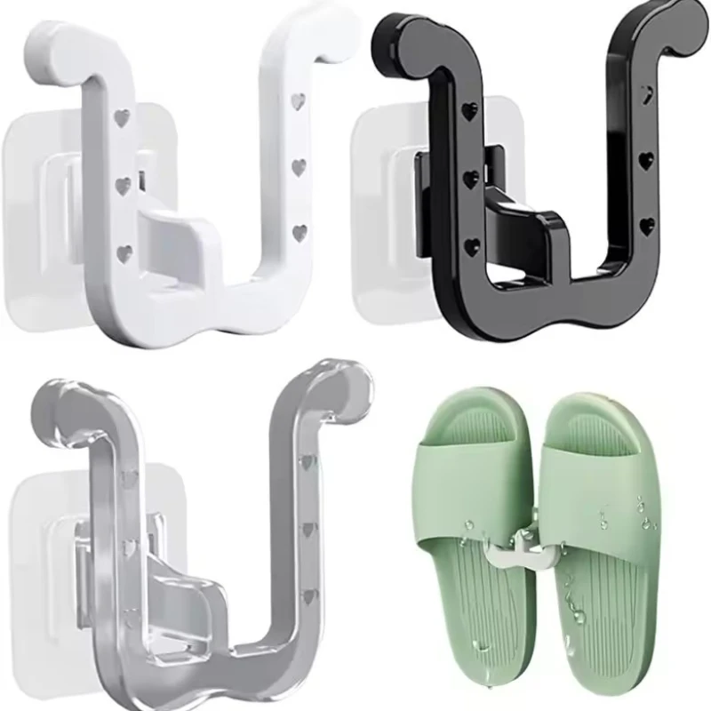 1/2/3pcs Slipper Hooks Bathroom Wall Mounted Punch-Free Slipper Racks Self-Adhesive Storage Rack for Slipper Shoes Hanger Holder