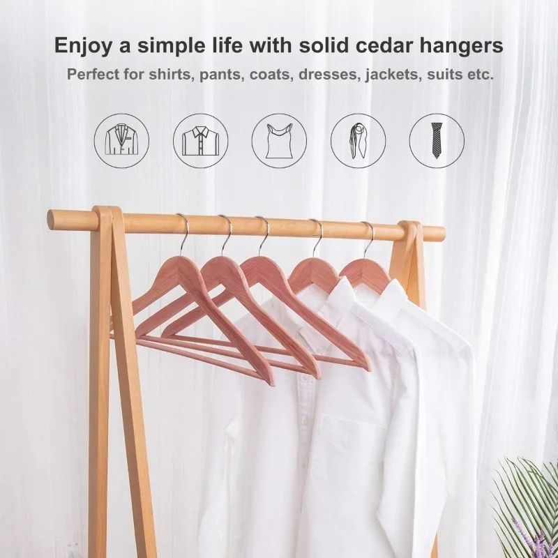 Cedar Hangers, 12 Pack Sturdy Wooden Hangers with 360 Degree Swivel Hook, Smooth Surface Wood Coat Hangers with Cedar