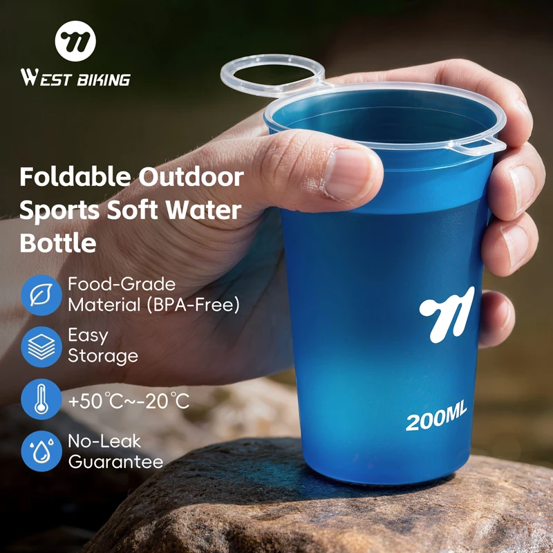 WEST BIKING Soft Water Bottle 200ml Outdoor Sports Foldable 