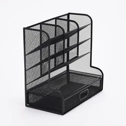 Multi-Functional Pen Organizer Metal Nine-cell Multi-layer Document Storage Box for Paper Clips Office Stapler