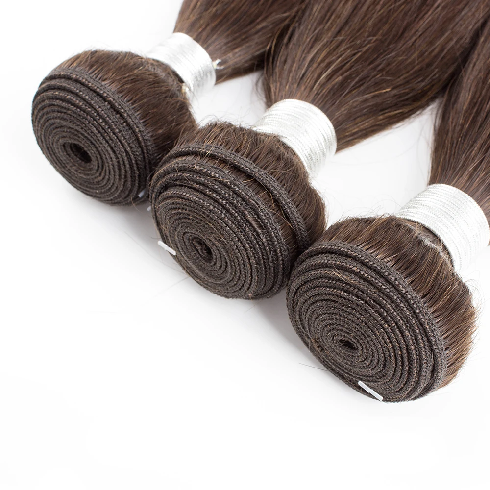 Farbe #2 Darkest Braun 3 Bundles 300 gr/los Remy Indisches Menschenhaar Tressen Gerade Kein Verschütten Extensions Gemlong