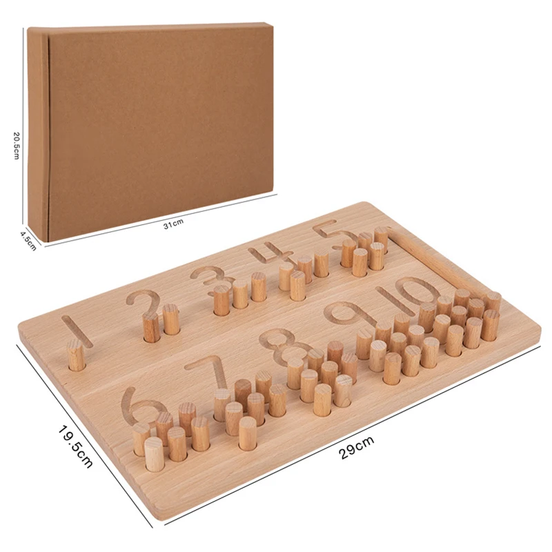 Puzzle Número de madeira para crianças, classificação Montessori brinquedos, 1-10 Digit Tracing Board, placa de prática logarítmica, contando brinquedos de matemática