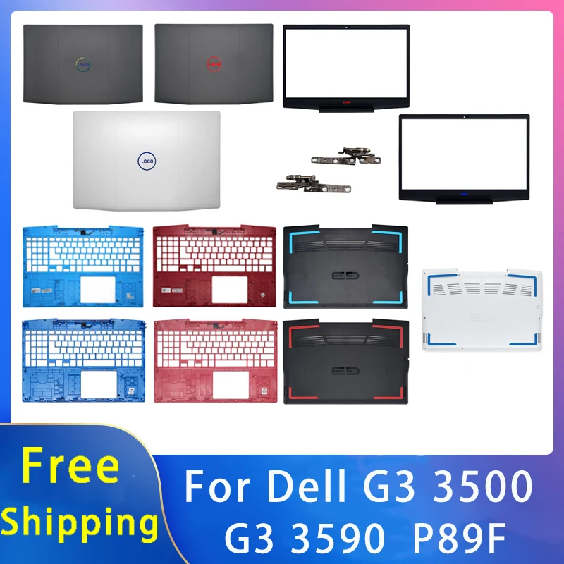 Baru untuk Dell G3 3590 3500 P89F Aksesori Laptop pengganti Shell penutup belakang Lcd/Bezel depan/Palmrest/bawah/engsel dengan LOGO