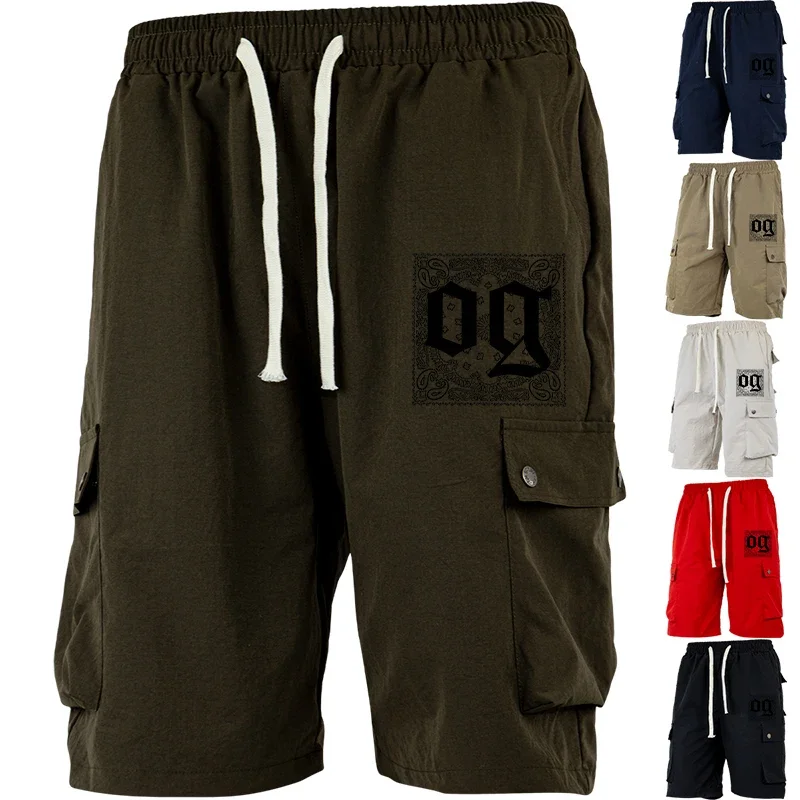 

Summer Male Classic Army Green Knee Cargo Shorts with Multiple Pockets Half Pants