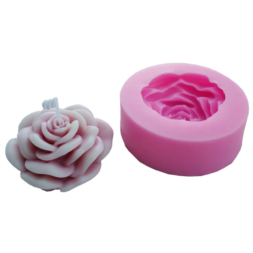 3D Rose Candle Mold Floral Handmade Flower Soap Candle Molds Cake Wax Melt Aroma Plaster resin Crafts Mould