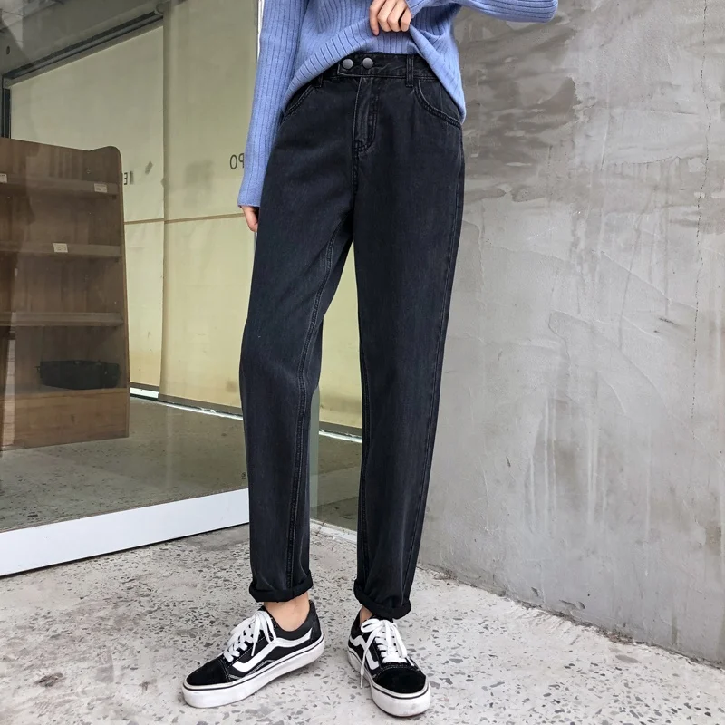 209 가을 신상 슬레 다용도 레트로 루즈 슬림 스트레이트 캐주얼 청바지 여성용 하이웨이스트 레귤러 얇은 롱팬츠