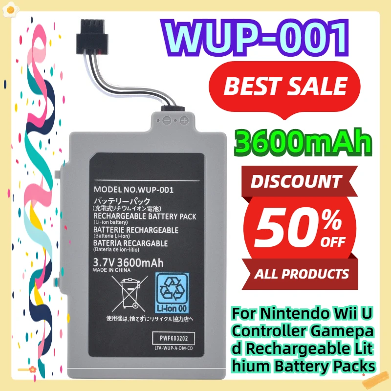 

For Nintendo Wii U Controller Gamepad Rechargeable Lithium Battery Packs 3600mAh 3.7V