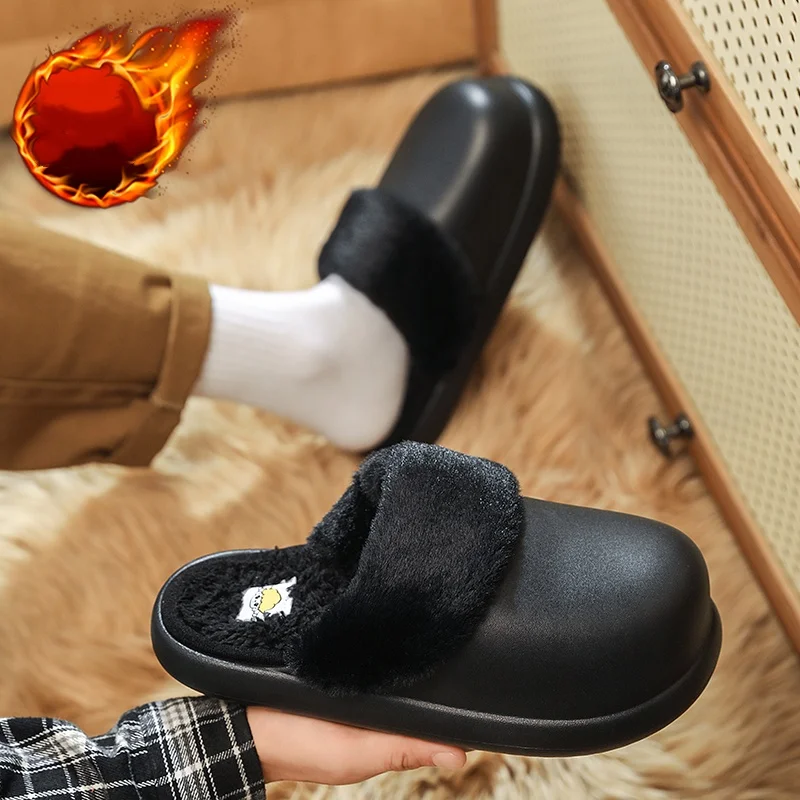 Autumn and Winter Men's and Women's Couples' Fleece-Lined Warm Removable Cotton Shoes for Indoor and Outdoor Wear Cotton Slippers