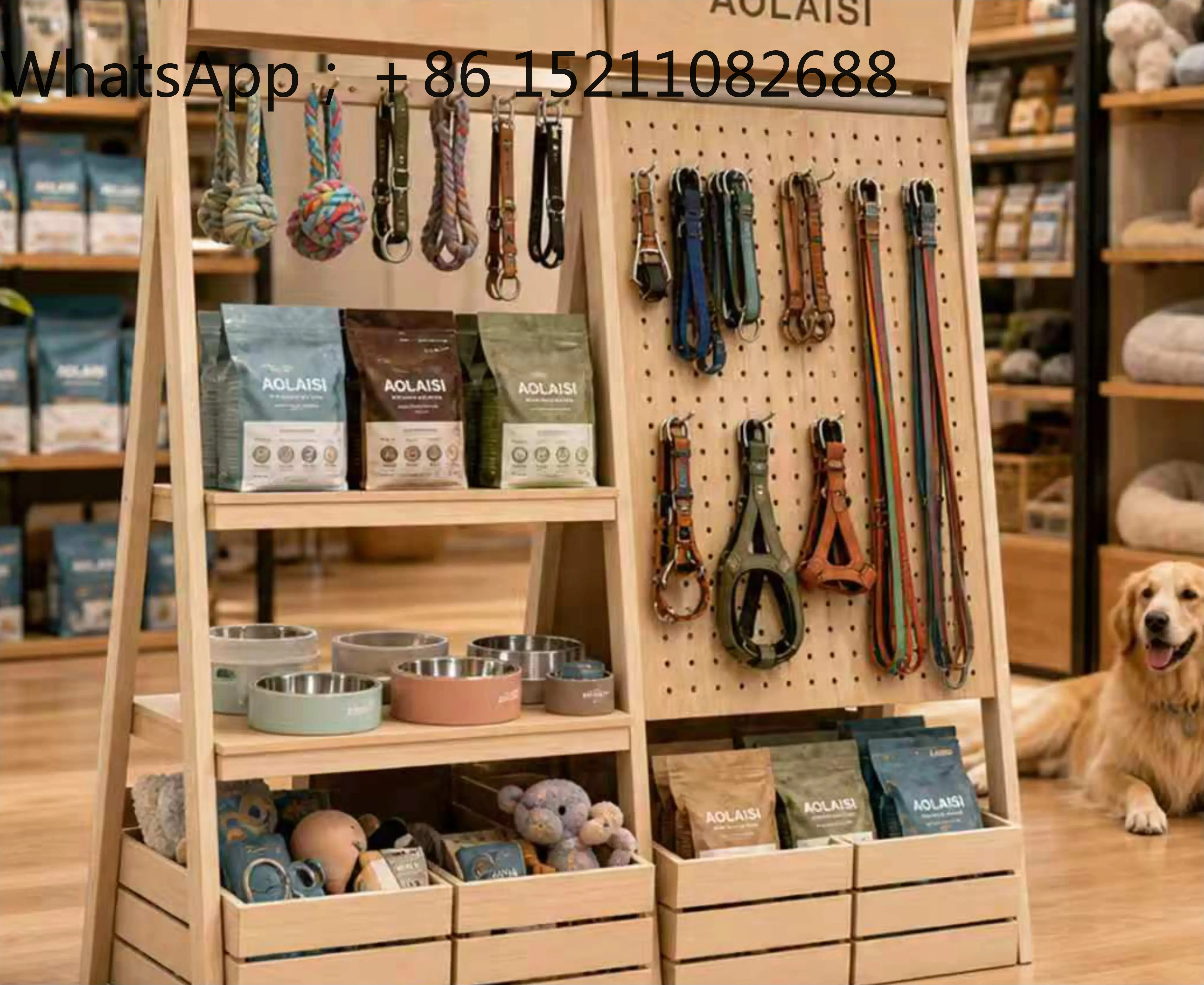 LLY Solid Wood Display Rack Multifunctional Supplies Storage Shelf Partition Display Commercial Hole Board Exhibition Rack
