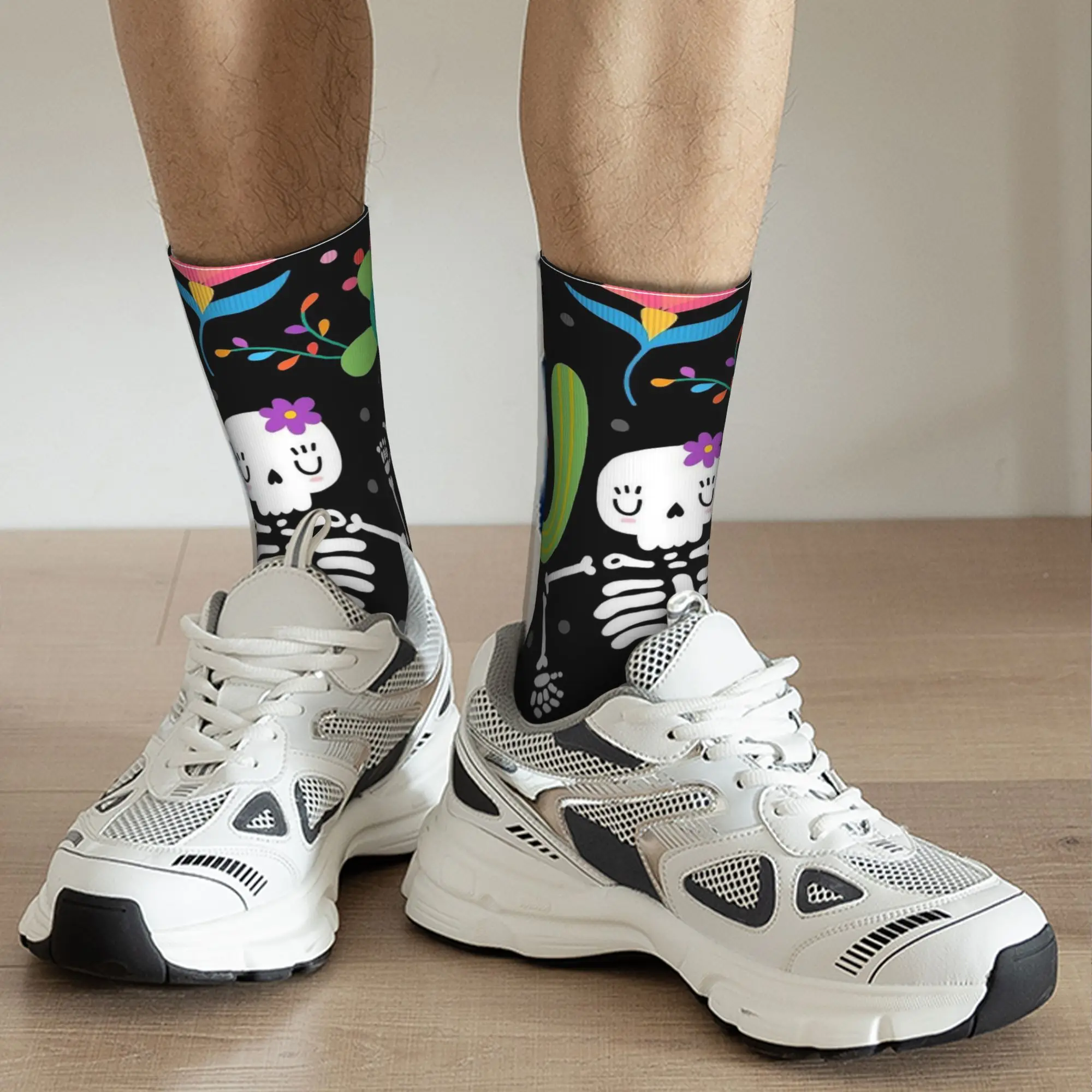 الخريف الشتاء Harajuku النساء الرجال الفن الشعبي الرقص الجمجمة يوم الموتى الجوارب امتصاص العرق جوارب التزلج