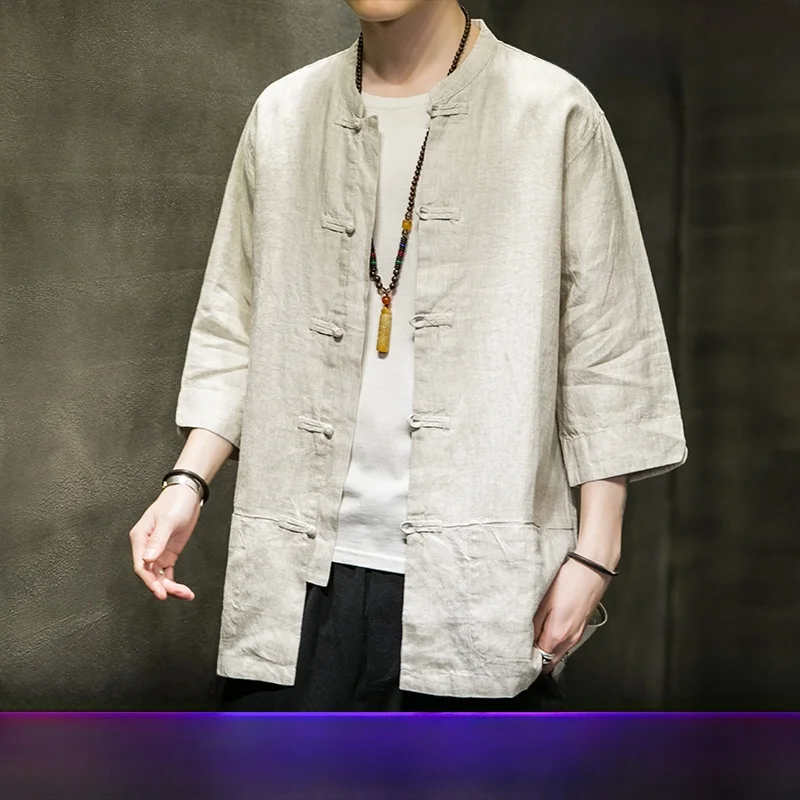 

Men's Linen irt Jaet Cotton Linen ort Sve Button up Spring Summer Faionable Youth Stand Fit ex Open Cardigan