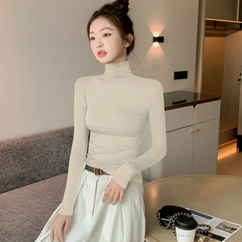 

Turtleneck Sweatshirt Modal Bottom Shirt Women Autumn Winter Inner Slim Tops Long Sleeve t-shirt Women Hundred Simple Sexy