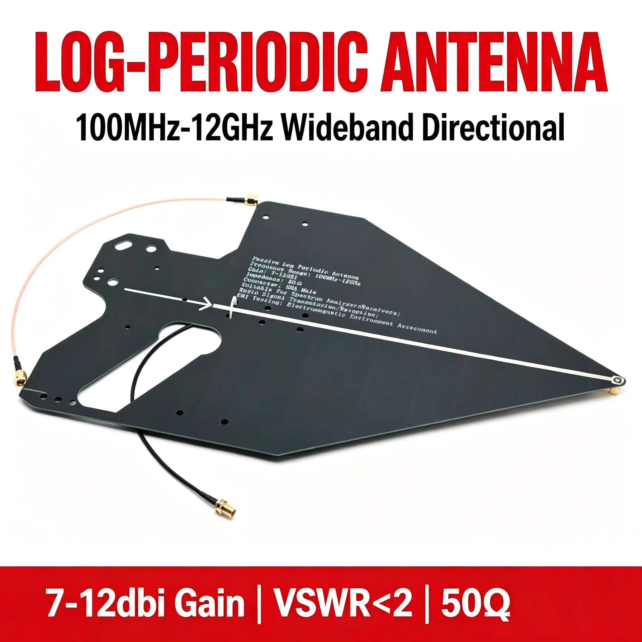 100Mhz-12Ghz Log Periodic Antenna Passive RF Directional Antennas High Gain For HAM Radio Spectrum Analyzer EMC Test Signal ANT